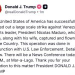 LO SCERIFFO DEL MONDO DONALD TRUMP HA ORDINATO L’ATTACCO AL VENEZUELA E NE HA RAPITO IL PRESIDENTE. IL MONDO INCREDULO, DI FRONTE A UN ATTO DI TERRORISMO INTERNAZIONALE, SENZA MOTIVAZIONI E SENZA SPIEGAZIONI