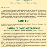 CAUSA DI CANONIZZAZIONE DELLA GIOVANE MIRELLA SOLIDORO DA TAURISANO