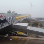 SULLA SS16 LECCE-MAGLIE CROLLA IL TETTO DI UNA  STAZIONE DI SERVIZIO