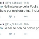 AGGIUNGI UN POSTO A TAVOLA, CHE C’E’ UN AMICO IN PIU’…COSI’ MICHELE EMILIANO TROVA UNA SISTEMAZIONE AL SUO EX AVVERSARIO DEL CENTRO – DESTRA FRANCESCO SCHITTULLI TROMBATO ALLE ELEZIONI, DIVENTATO ADESSO SUO ‘CONSIGLIERE’ PER LA SANITA’. NUOVA VERGOGNOSA PAGINA DI TRASFORMISMO POLITICO, INCIUCIO E MANGIA MANGIA…IN SALSA PUGLIESE