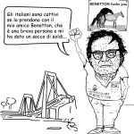 IL PONTE CROLLATO, OLIVIERO TOSCANI E LA FAMIGLIA BENETTON – la vignetta di Melcore