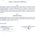 ULTIM’ORA / VIETATO SPOSTARSI DA DOVE CI SI TROVA