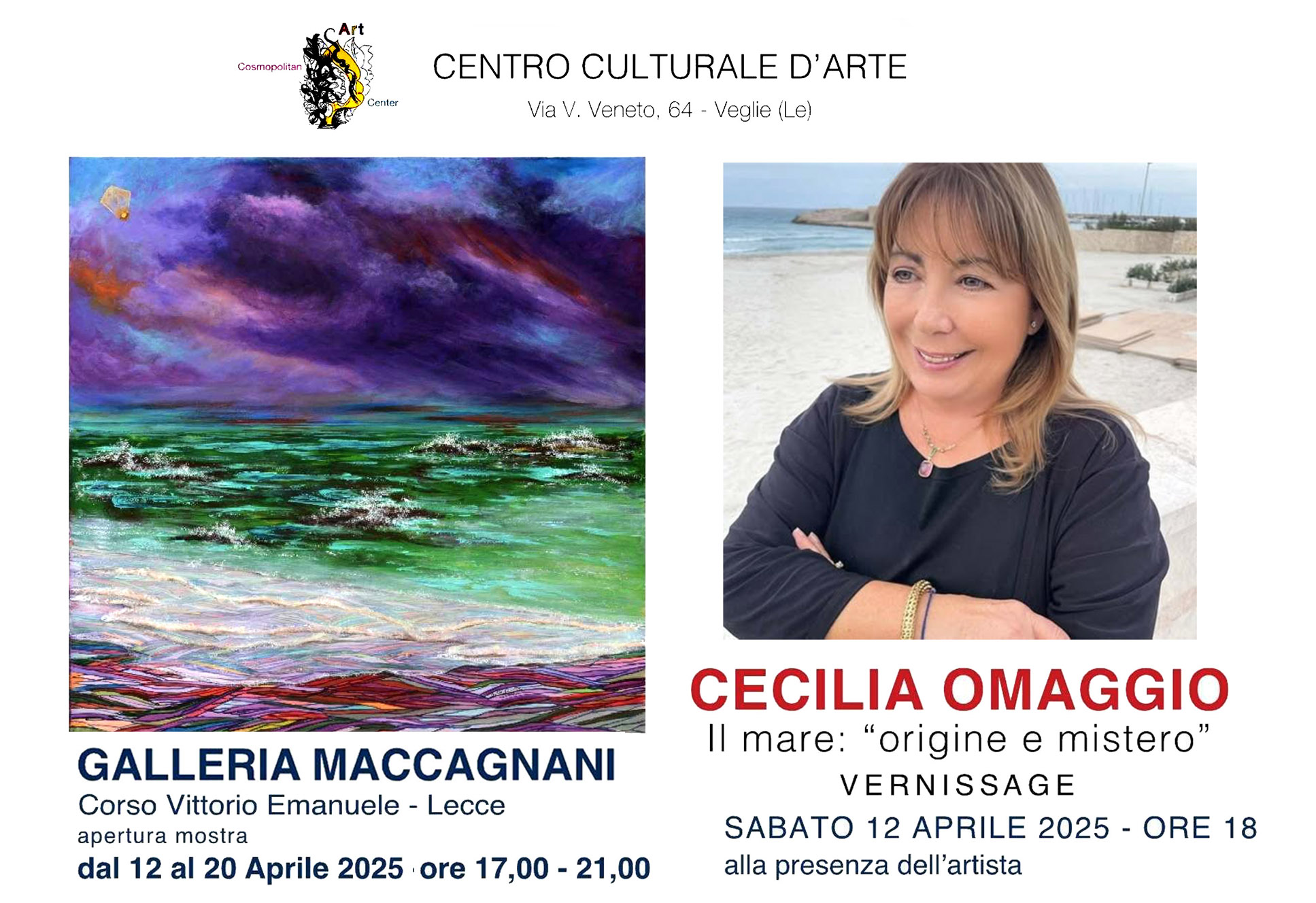 DOMANI ALLA MACCAGNANI ESPONE LE SUE OPERE CECILIA OMAGGIO.
